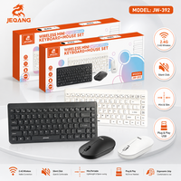 JW-392 2.4G Wireless Mini Keyboard dan Mouse Combo Ultra Slim Portable Silent Keyboard Mouse Set untuk Laptop PC Desktop