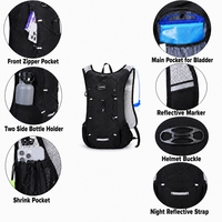 Sac à dos d'hydratation pour course à pied 12L avec poche à eau de 2L, léger et respirant pour marathon, cyclisme, randonnée nocturne
