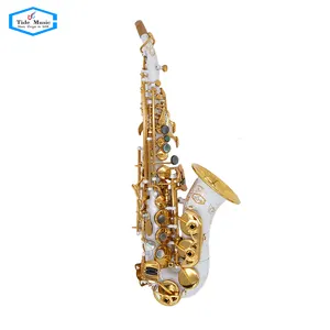 musique noir peinture Suppliers-Saxophone Soprano incurvé, nouvelle gamme de musique style yazaki, peinture blanche, laque