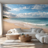 Peinture murale personnalisée en velours 3D, imperméable, vue sur la plage, paysage naturel, grande peinture murale pour salon, canapé, chambre à coucher, décoration murale