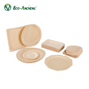 Assiettes jetables écologiques en bois, légères et biodégradables, de forme rectangulaire, pour le camping, les mariages, les fêtes, les restaurants et les plats à emporter - Product Image 1