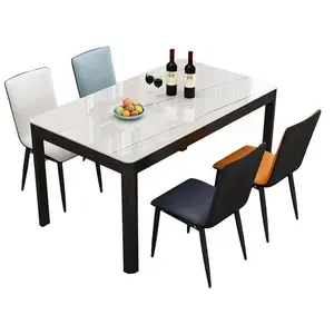 便宜的经典4座Yi现代玻璃纤维顶部餐桌套装/餐桌和椅子
