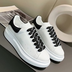 High Quality Ladies Casual <b>Walking</b> Shoes Autumn/Spring Winter White High <b>Top</b> Loafers Head Thick Soles Lace-Up Closure - Product Image 1