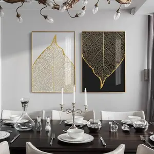 Golden leaf Art Crystal Porcelain Abstract Decorative Wall Painting For Home Decor Hotel