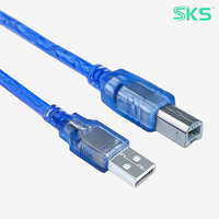 Câble de données USB 2.0 AM BM transparent bleu tressé à charge rapide compatible avec les imprimantes, les scanners, les disques durs externes, les ordinateurs iOS