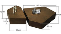 Ensemble de table basse de luxe en métal brossé Design unique Type irrégulier Table centrale en acier inoxydable Tables décoratives de salon