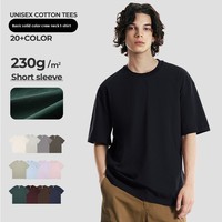 Kaos Unisex 230g Katun Combed Tebal Kerah Bulat Pria Longgar Polos Lengan Pendek Warna Solid Vintage Basic Kasual