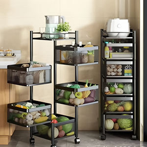 आधुनिक घर कार्यालय धातु भंडारण क्यूब आयोजक स्लाइडिंग कैबिनेट स्टैंड-प्रकार ट्रॉली के साथ वर्गाकार तार टोकरी - Product Image 4