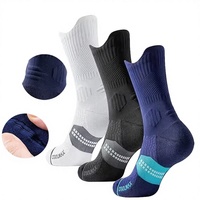 Chaussettes de course à compression Coolmax, chaussettes de sport à coussinets, chaussettes de sport pour hommes, logo écologique sur le bas