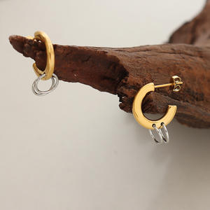 Pendientes <span class=keywords><strong>de</strong></span> Aro Chapados en Oro <span class=keywords><strong>de</strong></span> 18K, Pendientes Hipoalergénicos <span class=keywords><strong>de</strong></span> Acero Inoxidable, Pendientes Colgantes con Colgante, Pendientes <span class=keywords><strong>de</strong></span> Moda para Mujer - Product Image 6