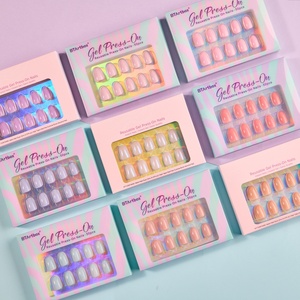 BTArtbox Faux Ongles Courts Réutilisables de Luxe, Haute Qualité, Vente en Gros, French Manucure, Gel Souple, Design Personnalisé, Ongles à Presser Printemps - Product Image 1