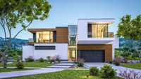 Kits de construction de villas préfabriquées modernes en acier léger pour l'extérieur avec conception de garage