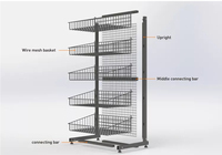 Étagère multicouches personnalisée avec panier métallique présentoir de boulangerie présentoir de magasin de détail présentoir de snacks revêtement en poudre WU-30