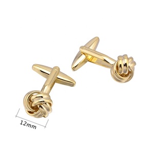 ファッション中国のノットカフスボタンツイスト型カフスボタン12mm/14mm銅カフスリンク金と銀のジュエリー卸売 - Product Image 5