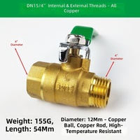Robinet à bille 1/2 pouce DN15, filetage mâle-femelle, poignée longue, corps épaissi robuste, 1,6 MPa pour eau, gaz, huile