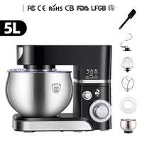 1200W Geräuscharmer DC-Standmixer mit Schüsselhub, 5L Elektrischer Eierschläger, Teigknetmaschine für Haushaltsgebrauch, Planetenmixer-Design