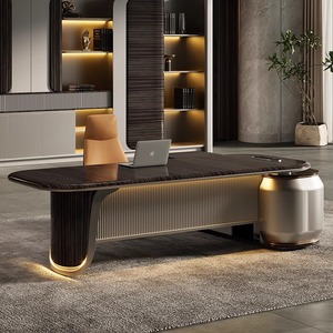 Scrivania Presidenziale a L in MDF con Tecnologia Moderna, Pannello Laccato, Arredamento per Ufficio e Sala Riunioni, Ufficio Modulare - Product Image 1
