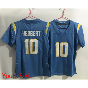 Lar Youth 10 Justin Herbert 3 Derwin James Jr. 15 Ladd Mcconkey Groothandel Top Kwaliteit Gestikt Kids Us American Football Truien - Product Image 2