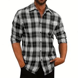 Camiseta a cuadros de manga larga con logotipo personalizado de alta calidad, camiseta informal de bloqueo de verano de algodón orgánico en blanco duradero y húmedo - Product Image 4