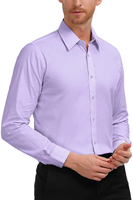 Kemeja Pria Lengan Panjang Warna Solid Formal Bisnis Kantor Anti Kusut Kerah Kancing Baju Kerja