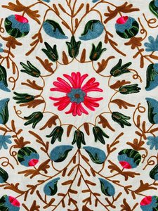 Couverture brodée Suzani en coton d'Ouzbékistan faite à la main, drap de lit, couvre-lit, tapisserie murale colorée Suzani, vente en gros B2B - Product Image 3