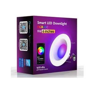 รีโมทคอนโทรลอัจฉริยะ Wifi RGBW เปลี่ยนสีได้ ปรับความสว่างได้ ไฟดาวน์ไลท์ LED แบบฝังขนาด 6 นิ้ว มาตรฐานอเมริกา 9 วัตต์ 2700K~6500K มุมกระจายแสง 120 องศา - Product Image 1