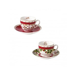Juego de 2 tazas de café Le Bacche de porcelana fina con diseño navideño - Product Image 1