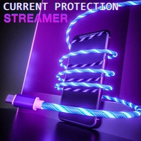 Venta al por mayor de luz LED de colores visible brillante USB tipo C flujo brillante Streamer Cable de datos de carga rápida para Samsung
