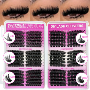 Cils en grappe thermofusibles D Curl Voluminou, grand format, naturels, denses, segmentés, pour la pose à domicile, en salon de beauté ou pour le maquillage. - Product Image 1