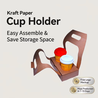 Portavasos WELPACK de Papel Kraft; Portavasos Desechable con Asa; Portavasos Biodegradable Ecológico para Café con Logotipo Personalizado