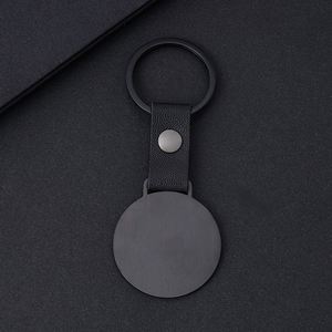 Custom Creative Stainless Steel Round Metal Circle Badge Pu Buckle Blank Laser Engraving Holiday <b>Leather</b> <b>Keychain</b> Key Chain - Product Image 6
