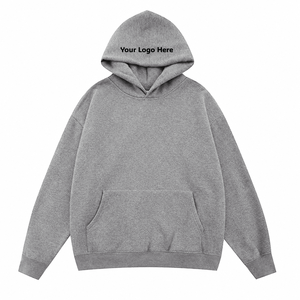 Sudadera con Capucha Oversize de Algodón con Forro Polar y Hombros Caídos, con Parche de Letras Minimalista, Estilo Urbano Unisex, Lista para Enviar - Product Image 3