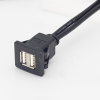 Cable de extensión dual USB 2,0 macho a hembra para puertos de cargador de Cable USB de montaje empotrado para tablero de coche cuadrado