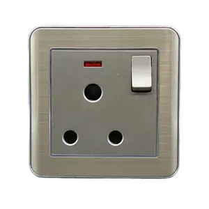Single 15A switched socket with light For Homes Copper Contact Switch