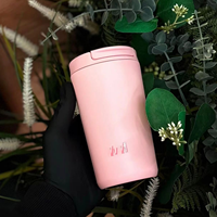 Usine en gros 12oz tasse à café rose 1/2 flacon thermos en acier inoxydable à double paroi avec couvercle en paille garder au froid et au chaud tasse personnalisée