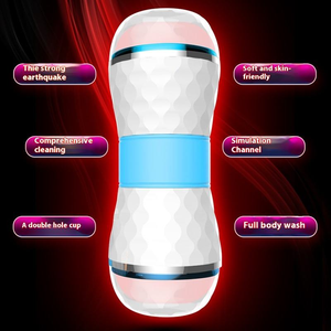 Dual Channel Dual-Purpose Vliegtuig Cup Mannelijke Volautomatische Masturbator Volwassen Seksspeeltje Siliconen Mond Vaginale Intelligente Verwarming - Product Image 1