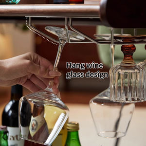 รถเข็นไม้แข็งสำหรับห้องนั่งเล่นสไตล์วินเทจรถเข็นชาเคลื่อนที่พร้อมชั้นวางสำหรับโซฟา - Product Image 5