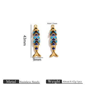 Breloques en émail en acier inoxydable en forme de poisson, pendentifs d'<span class=keywords><strong>été</strong></span> sur le thème de l'océan, breloques animaux aquatiques pour la fabrication de bracelets et colliers DIY - Product Image 4