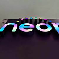 Enseigne en lettres lumineuses frontales en acier inoxydable RGB programmable sur mesure, logo lumineux LED pour la décoration murale de café, bar, restaurant