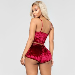 S-3XL High Quality Sexy V Neck tank <strong>Tops</strong> Underwear Solid Color <strong>Women</strong> <strong>Velvet</strong> Two Piece Set - Product Image 3