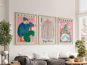 HAOWAI OEMODM 3 pièces d'impressions murales, Henri <span class=keywords><strong>Matisse</strong></span>, Pablo Picasso, Yayoi Kusama, Maîtres modernes, <span class=keywords><strong>Exposition</strong></span> de pastels, Décoration intérieure - Product Image 2