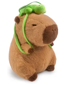 Schattige Capibara Pluche Kussen Kawaii Capibara Knuffels Speelgoed Met Schildpad Rugzak Knuffelen Cadeaus Voor Kinderen Bruin