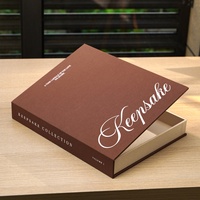 Boîte à souvenirs en tissu de lin avec logo personnalisé, boîte de rangement pour photos, style livre, pour cadeau d'anniversaire de mariage, personnalisée