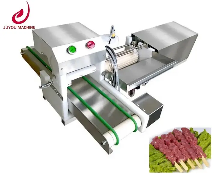 Nieuwe Goede Automatische Saté Spies Machine Souvlaki Vlees Rundvlees Kip Varkensvlees Spies Machine Rundvlees Kebab String Machine