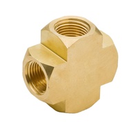 Raccord croisé en laiton OEM à 4 voies, filetage femelle SAE NPT BSP, connecteur de tube d'eau 1/4'' 3/8'' 5/8'', adaptateur de plomberie en laiton