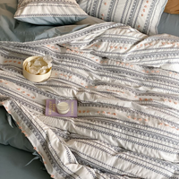 Parure de lit de luxe en coton peigné 40S, style bohème, jacquard ajouré, 4 pièces, ton Morandi, pour la maison, l'hôtel, la chambre à coucher