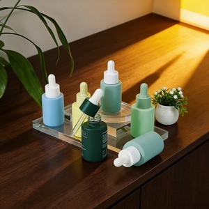 Frosted Green 30ml 50ml 60ml 80ml 100ml Flat Shoulder Serum Oil Glass Dropper Bottle and Packaging Gift <b>Box</b> - Product Image 6