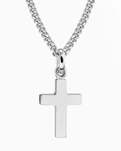 Collar <span class=keywords><strong>de</strong></span> Cruz <span class=keywords><strong>de</strong></span> Acero Inoxidable Pulido <span class=keywords><strong>de</strong></span> Alta Calidad AF, Colgante Grabable Personalizado con Grabado Láser, Joyería <span class=keywords><strong>para</strong></span> Parejas - Product Image 1