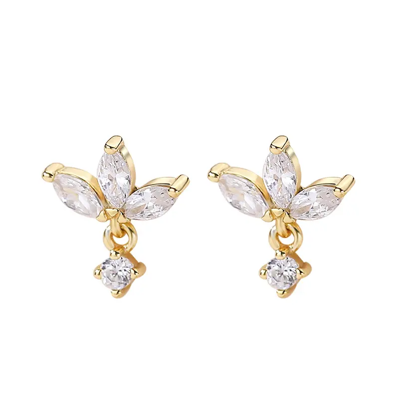 alibaba-online-shopping 925 silver Gold plated flower earring nickel free jewelry