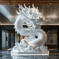 Statues de dragon géantes en fibre de verre faites à la main, illuminées, personnalisables, décoratives sur pied pour les espaces publics et les halls d'hôtels